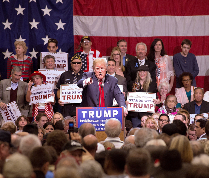 Trump Campaigning with American Flag