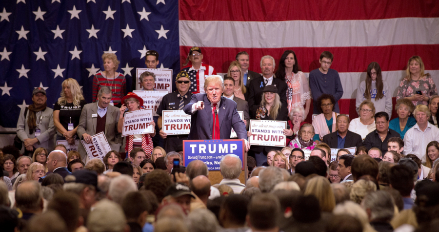 Trump Campaigning with American Flag